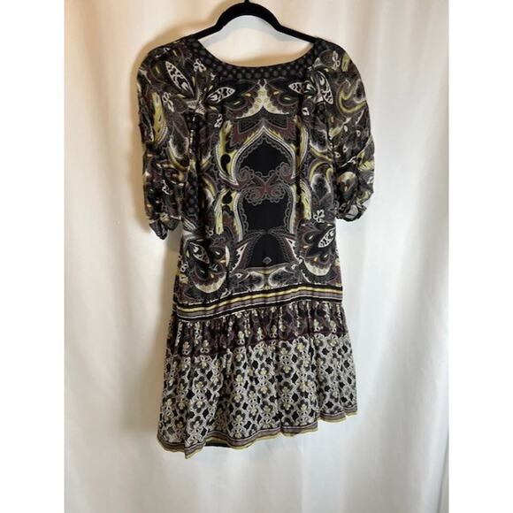 WALTER BAKER 100% Silk Dress Size 8 Paisley Print Short Sleeve Lined - Picture 2 of 6